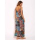 Bohemian Colorful Printed V-Neck Strap Maxi Dress for Women