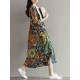 Casual Women Floral Printed Loose 3/4 Sleeves O-Neck Dress
