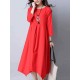 Casual Women Pure Color Long Sleeve Dress
