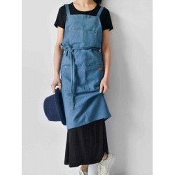 Denim Cowboy Japanese Style Kitchen Cooking Aprons Dress with Pockets
