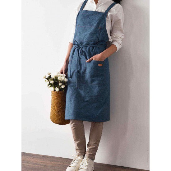 Denim Cowboy Japanese Style Kitchen Cooking Aprons Dress with Pockets