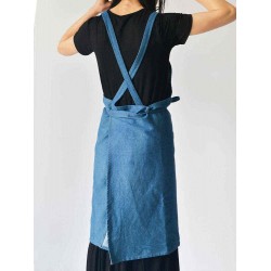 Denim Cowboy Japanese Style Kitchen Cooking Aprons Dress with Pockets