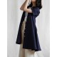 M-5XL Vintage Short Sleeve Button Solid Color Dress