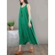 O-NEWE Casual Solid Embossing Sleeveless O-Neck Dress