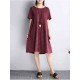 O-NEWE Casual Women Stripe Short Sleeve Dress