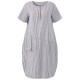 O-NEWE Casual Women Striped Pockets Asymmetrical Dress