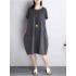 O-NEWE Casual Women Striped Pockets Asymmetrical Dress