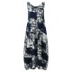 O-NEWE Chiness Style O-neck Sleeveless Floral Printed Dresses