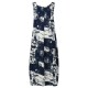 O-NEWE Chiness Style O-neck Sleeveless Floral Printed Dresses