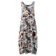 O-NEWE Chiness Style O-neck Sleeveless Floral Printed Dresses