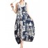 O-NEWE Chiness Style O-neck Sleeveless Floral Printed Dresses