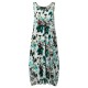 O-NEWE Chiness Style O-neck Sleeveless Floral Printed Dresses