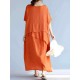 O-NEWE Loose Women Maxi Dress Half Sleeve Irregular Solid Dress