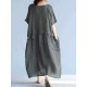 O-NEWE Loose Women Maxi Dress Half Sleeve Irregular Solid Dress