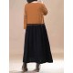 O-NEWE M-5XL Casual Women Color Block Solid Stitching Long Maxi Dress