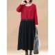 O-NEWE M-5XL Casual Women Color Block Solid Stitching Long Maxi Dress