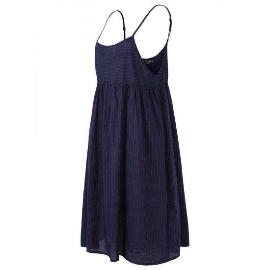 O-NEWE Plus Size Vintage Women Striped Printed Strap Sleeveless Dresses O-NEWE Plus Size Vintage Women Striped Printed Strap Sleeveless Dresses
