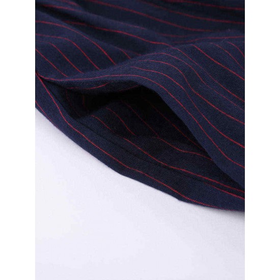 O-NEWE Plus Size Vintage Women Striped Printed Strap Sleeveless Dresses O-NEWE Plus Size Vintage Women Striped Printed Strap Sleeveless Dresses