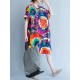 O-NEWE Women Loose Dress Printed Half Sleeve Pockets Pullover Dresses