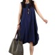 O-Newe Casual Women Solid Sleeveless Pockets Lantern Dress