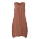 O-Newe Casual Women Solid Sleeveless Pockets Lantern Dress