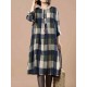 O-Newe Plus Size Women Plaid O-Neck Dress