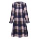 O-Newe Plus Size Women Plaid O-Neck Dress