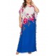 Plus Size Boho Floral Two-tone Batwing Sleeve Maxi Dress