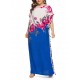 Plus Size Boho Floral Two-tone Batwing Sleeve Maxi Dress