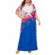 Plus Size Boho Floral Two-tone Batwing Sleeve Maxi Dress