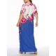 Plus Size Boho Floral Two-tone Batwing Sleeve Maxi Dress