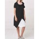 Plus Size Brief Patchwork Lapel Irregular Hem Women Dress