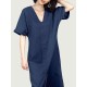 Plus Size Brief V-neck Short Sleeve Split Hem Dress