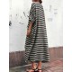 Plus Size Casual Crew Neck Batwing Sleeve Stripe Loose Dress