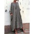 Plus Size Casual Crew Neck Batwing Sleeve Stripe Loose Dress