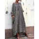 Plus Size Casual Crew Neck Batwing Sleeve Stripe Loose Dress