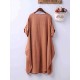 Plus Size Casual Crew Neck Short Sleeve Pockets Baggy Dress