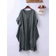 Plus Size Casual Crew Neck Short Sleeve Pockets Baggy Dress