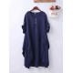 Plus Size Casual Crew Neck Short Sleeve Pockets Baggy Dress