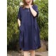 Plus Size Casual Crew Neck Short Sleeve Pockets Baggy Dress