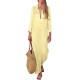 Plus Size Casual Deep V-neck Long Sleeve Pockets Maxi Dress For Women