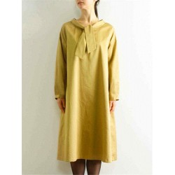 Plus Size Casual Long Sleeve Solid Color Cotton Dress