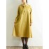 Plus Size Casual Long Sleeve Solid Color Cotton Dress