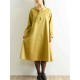 Plus Size Casual Long Sleeve Solid Color Cotton Dress