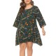 Plus Size Casual Printed Long Sleeve Short Dress