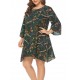 Plus Size Casual Printed Long Sleeve Short Dress