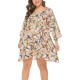 Plus Size Casual Printed Long Sleeve Short Dress