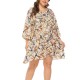 Plus Size Casual Printed Long Sleeve Short Dress