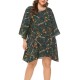 Plus Size Casual Printed Long Sleeve Short Dress