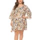 Plus Size Casual Printed Long Sleeve Short Dress